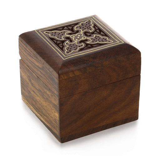 Indian Wooden Box for Jewelry - Perfect for Rings, Earrings, Toe Rings & Cuff Links - Wood Trinket Box