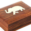 Indian Elephant Jewelry Holder - 4.5 x 3.25 x 1.25 Inch Small Wood Box - Jewelry Boxes for Necklaces