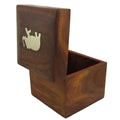 Indian Elephant Jewelry Holder - 4 x 4 x 3.5 Inch Small Wood Box - Jewelry Boxes for Necklaces - Gifts