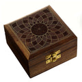 Wooden Jewelry Box for Women Floral Art Decor Inlay 4x4x2.25 Inches