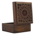 Wooden Jewelry Box for Women Floral Art Decor Inlay 4x4x2.25 Inches