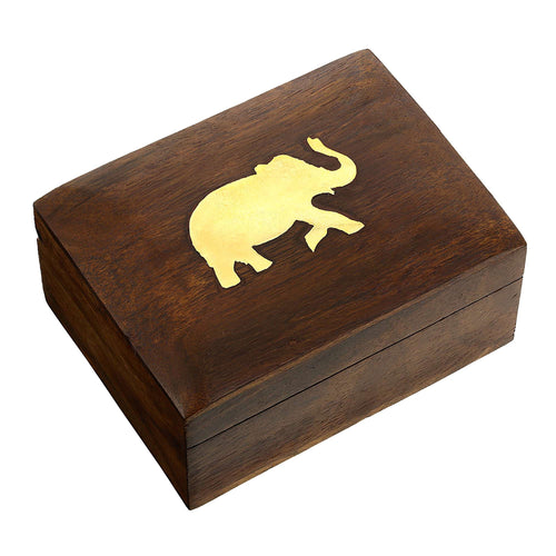 Elephant Jewelry Holder - 4 x 3 x 2 Inch Small Wood Box - Jewelry Boxes for Necklaces - Anniversary Gift