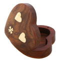 ShalinIndia Heart Shaped Wooden Jewelry Box With 2 Hearts & Flower - 3.5x3.5x1 Inch -Sheesham Wood Brass