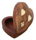 ShalinIndia Heart Shaped Wooden Jewelry Box With 2 Hearts & Flower - 3.5x3.5x1 Inch -Sheesham Wood Brass