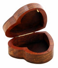 ShalinIndia Heart Shaped Wooden Jewelry Box With 2 Hearts & Flower - 3.5x3.5x1 Inch -Sheesham Wood Brass