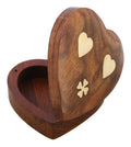 ShalinIndia Heart Shaped Wooden Jewelry Box With 2 Hearts & Flower - 3.5x3.5x1 Inch -Sheesham Wood Brass