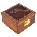 ShalinIndia Handmade Indian Dolphin Wooden Jewelry Box - 4x4x2 Inch - Artisan Crafted Sheesham Wood Brass