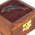 ShalinIndia Handmade Indian Dolphin Wooden Jewelry Box - 4x4x2 Inch - Artisan Crafted Sheesham Wood Brass