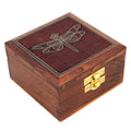 ShalinIndia Handmade Indian Dragonfly Wooden Jewelry Box -4x4x2 Inch -Artisan Crafted Sheesham Wood Brass