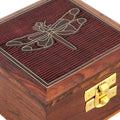 ShalinIndia Handmade Indian Dragonfly Wooden Jewelry Box -4x4x2 Inch -Artisan Crafted Sheesham Wood Brass