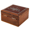 ShalinIndia Handmade Indian Dragonfly Wooden Jewelry Box -4x4x2 Inch -Artisan Crafted Sheesham Wood Brass