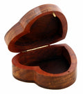 ShalinIndia Heart Shaped Wooden Jewelry Box With 3 Flowers & Heart -3.5x3.5x1 Inch - Sheesham Wood Brass