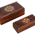 Wooden Jewelry Box Handcrafted Floral Art Inlay 5.25 x 2 x 1.25 Inches